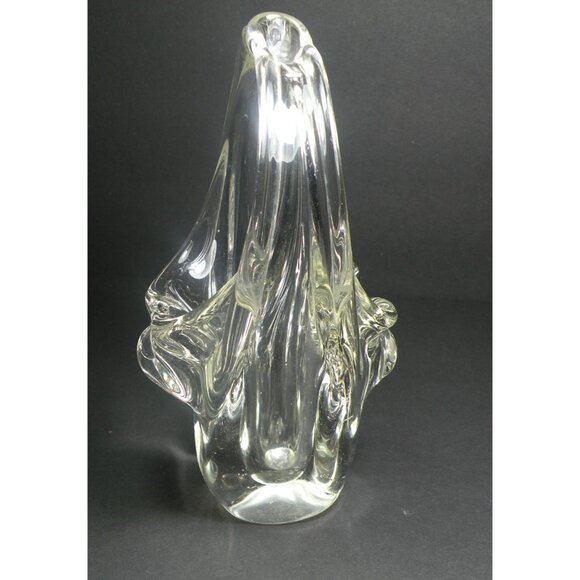 Vintage Murano Hand Blown Clear Glass Abstract Art Basket/Candy Dish - Picture 3 of 12